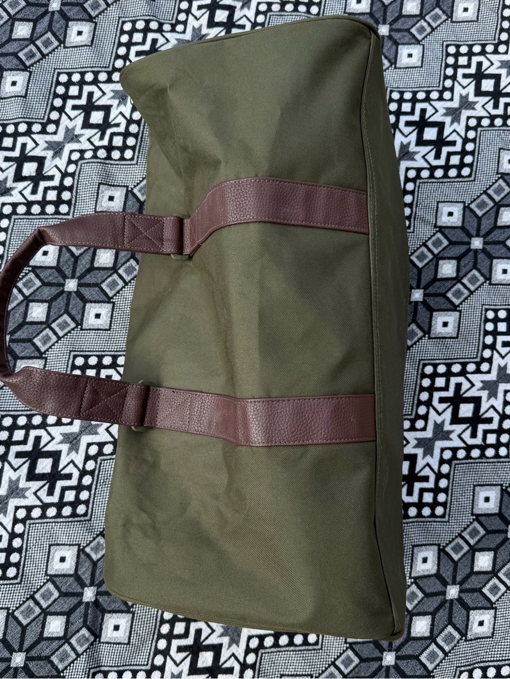 Herschel Supply Company Olive Canvas Duffel with Brown Straps